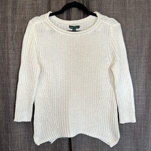 Lauren jeans co white cotton knit sweater 3/4 sleeve